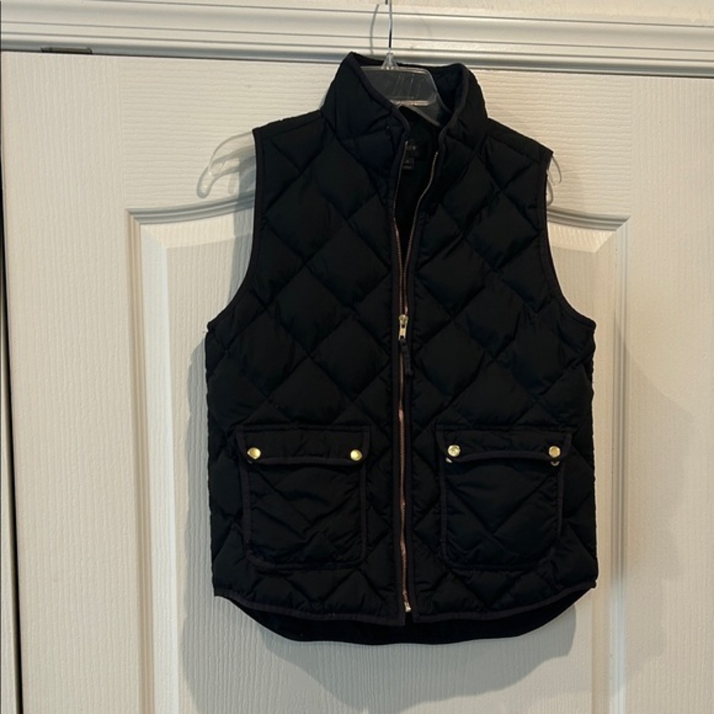 J. Crew Quilted Black Vest with Gold Details Size Medium